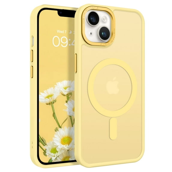 BENTOBEN Case for iphone 13/ iphone 14, 6.1 inch Slim Translucent Matte Magnetic Shockproof Protective Anti Slip Case for iphone 13/14 6.1" Light Yellow