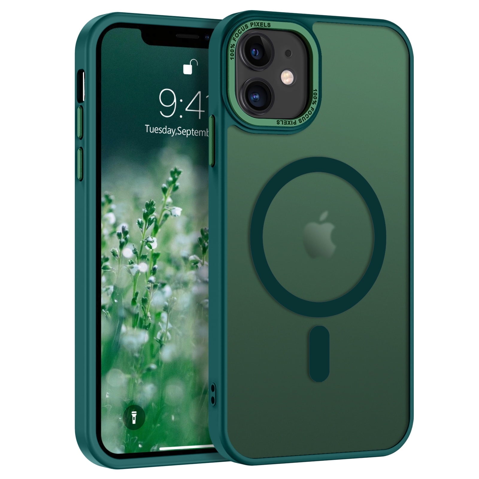 BENTOBEN iPhone 11 Case , Slim Translucent Matte Magnetic Case Tpu Shockproof Protective Anti Slip Women Men Cover Case for iPhone 11 6.1" Dark Green