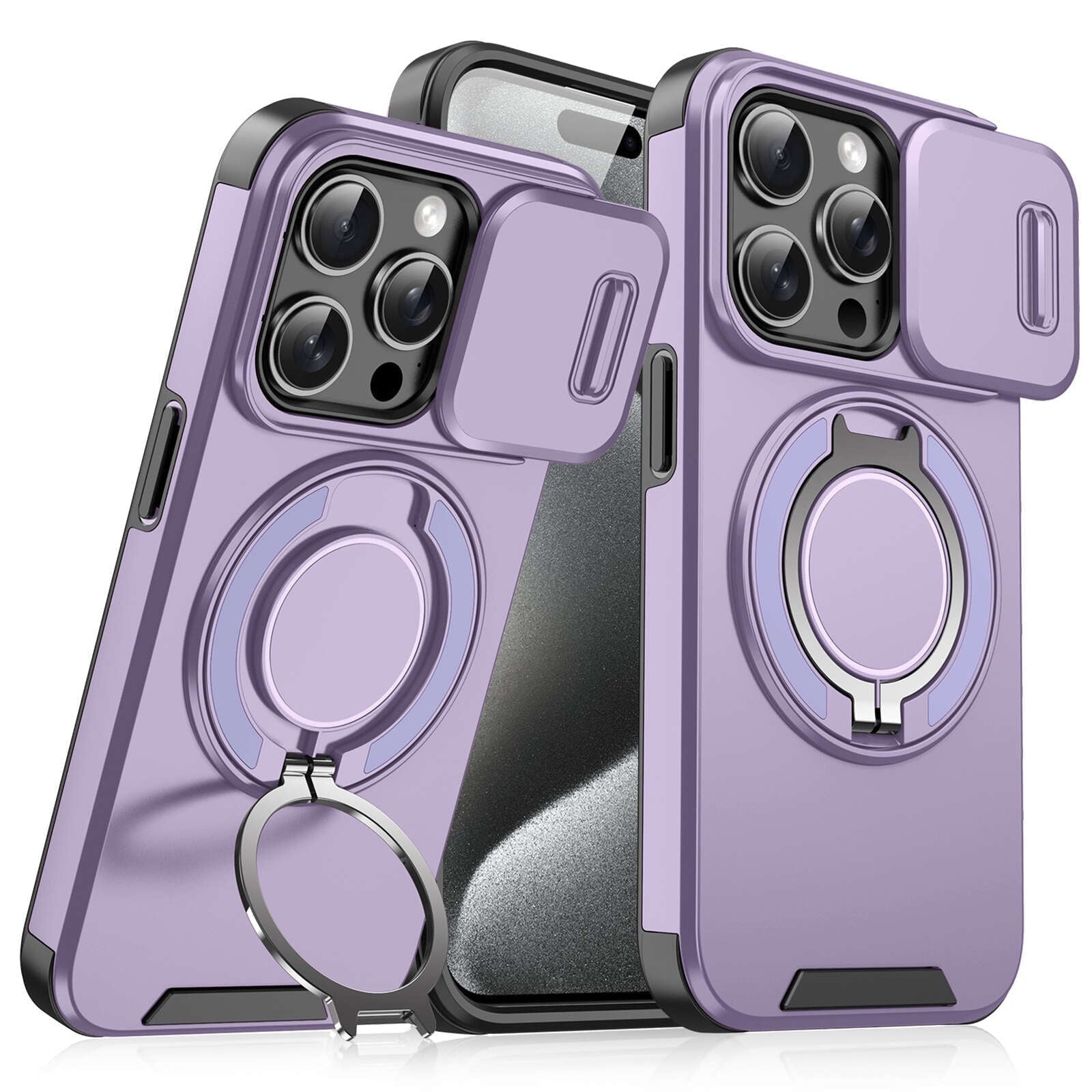 BENTOBEN Case for iPhone 13 / iPhone 14 6.1", Built In Slide Camera Cover & Rotatable Kickstand Ring Heavy Duty ShockProof Protective Case for iPhone 13 / iPhone 14
