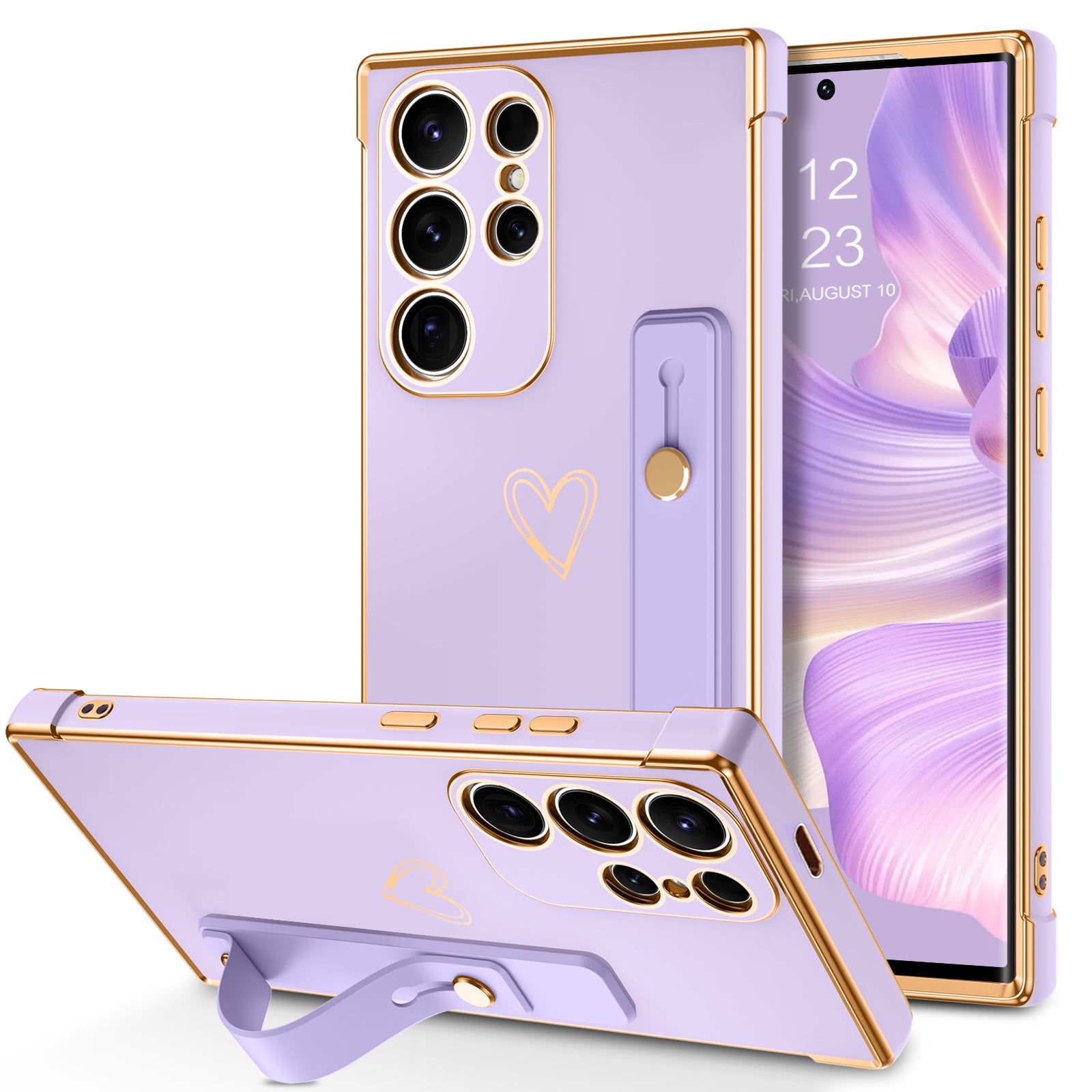 BENTOBEN Galaxy S24 Ultra Case with Heart Shape, Phone Case Compatible with Samsung S24 Ultra 6.8", Shockproof Soft Kickstand TPU Bumper Drop Protection Cover for Samsung S24 Ultra