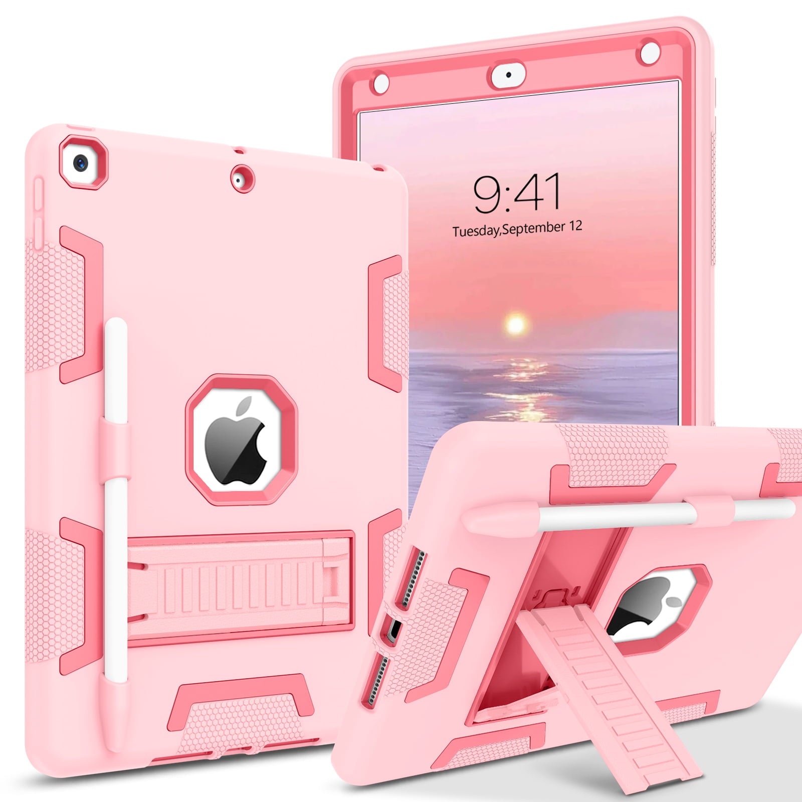 BENTOBEN Case for iPad 9th Gen with Pencil Holder, Compatible with iPad 8th/ 7th Gen, 10.2" Pc Tpu Shockproof Rugged Shockproof Kickstand Hybrid Bumper Protective Cover