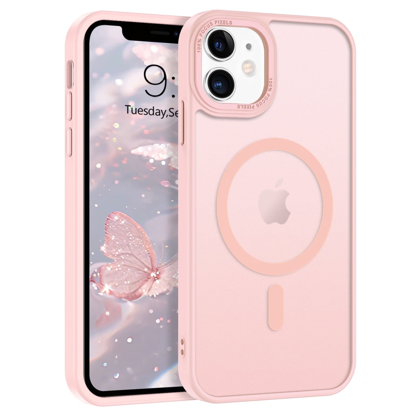 BENTOBEN iPhone 11 Case, 6.1 inch Slim Translucent Matte Magnetic Shockproof Protective Anti Slip Women Men Cover Case for iPhone 11 6.1", Pink