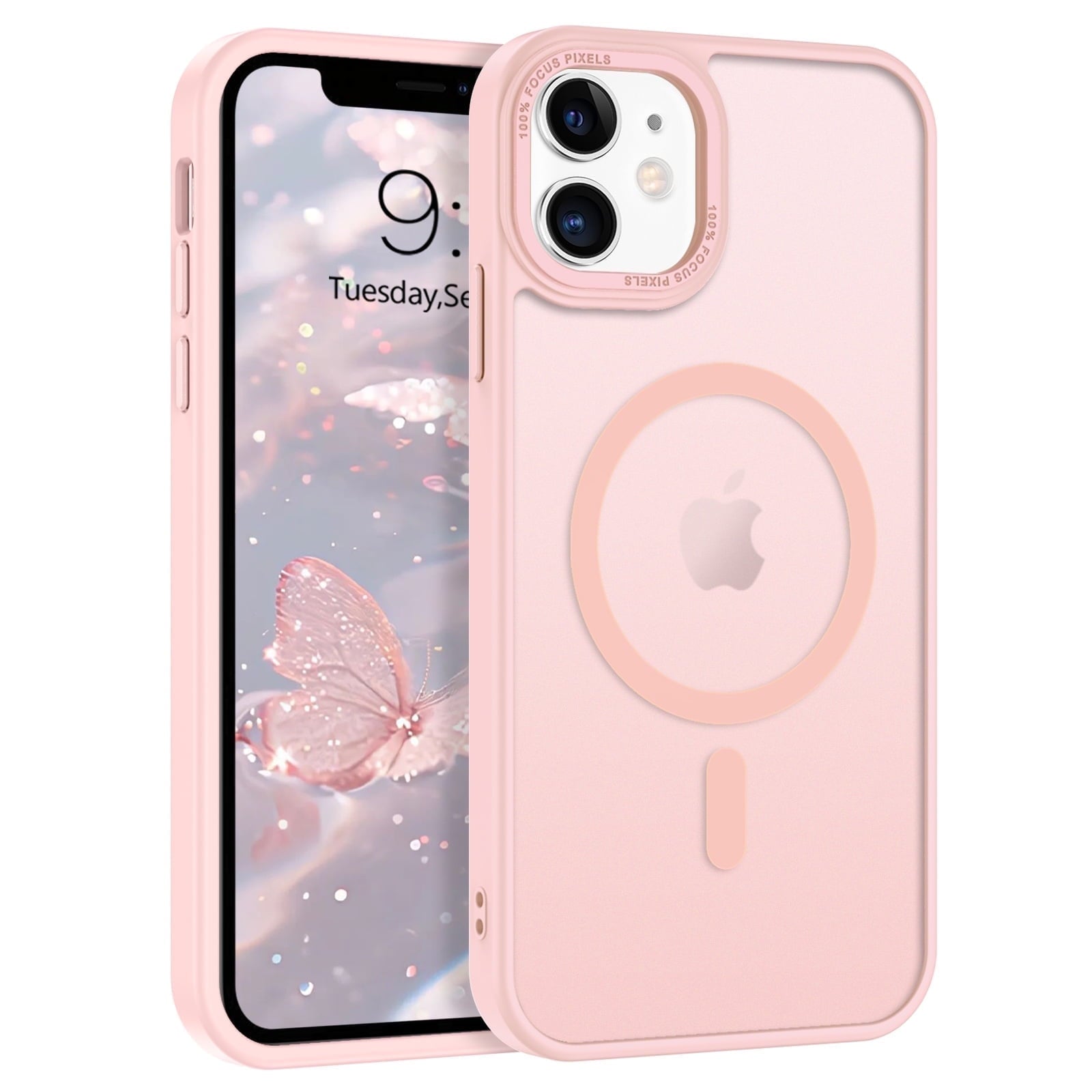 BENTOBEN iPhone 11 Case, 6.1 inch Slim Translucent Matte Magnetic Shockproof Protective Anti Slip Women Men Cover Case for iPhone 11 6.1", Pink