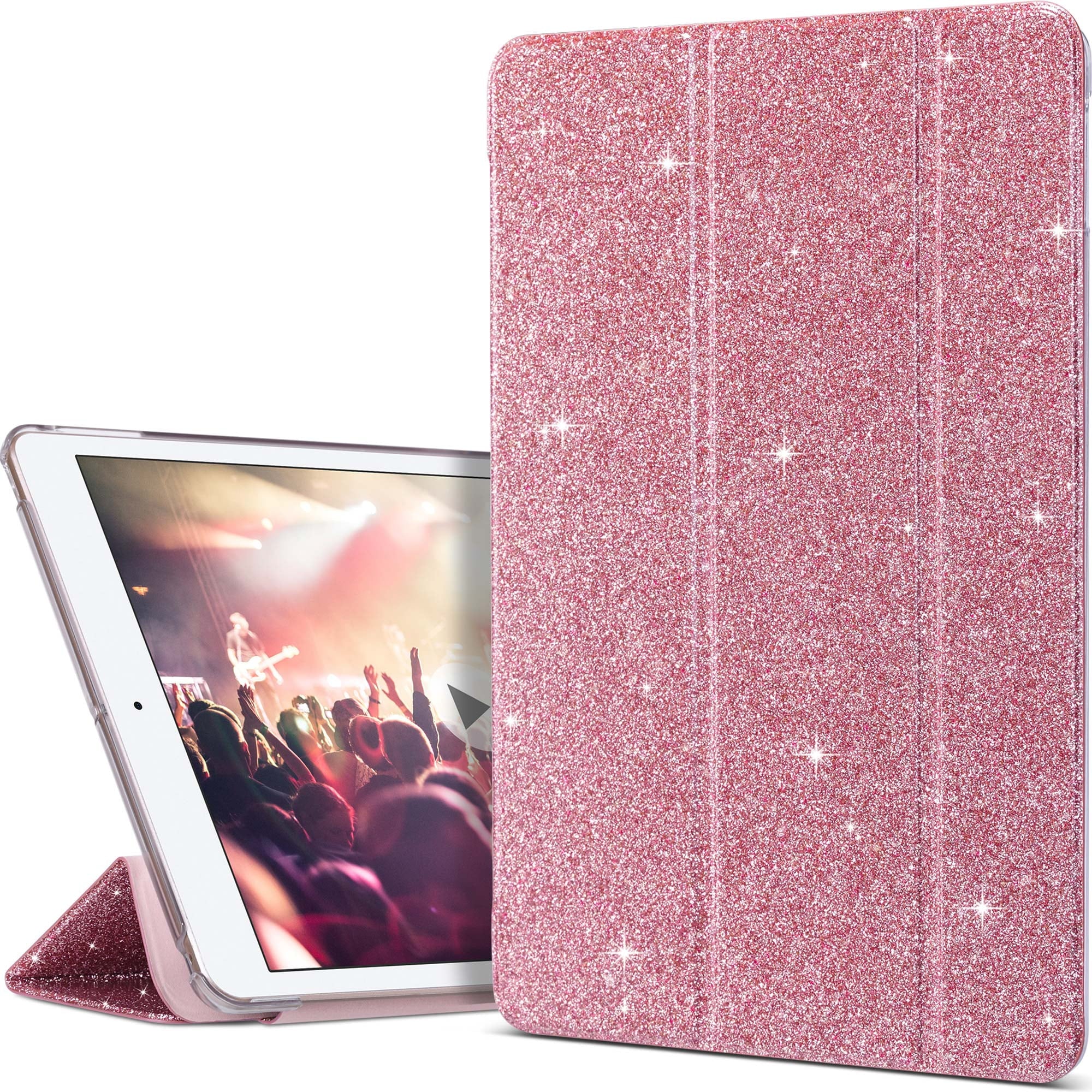 iPad 10.2 Case iPad 9th 8th 7th Generation, Slim Stand Smart Shell Shockproof Cover for Apple iPad 9 8 7 Gen 2021 2020 2019, Rose Gold Glitter