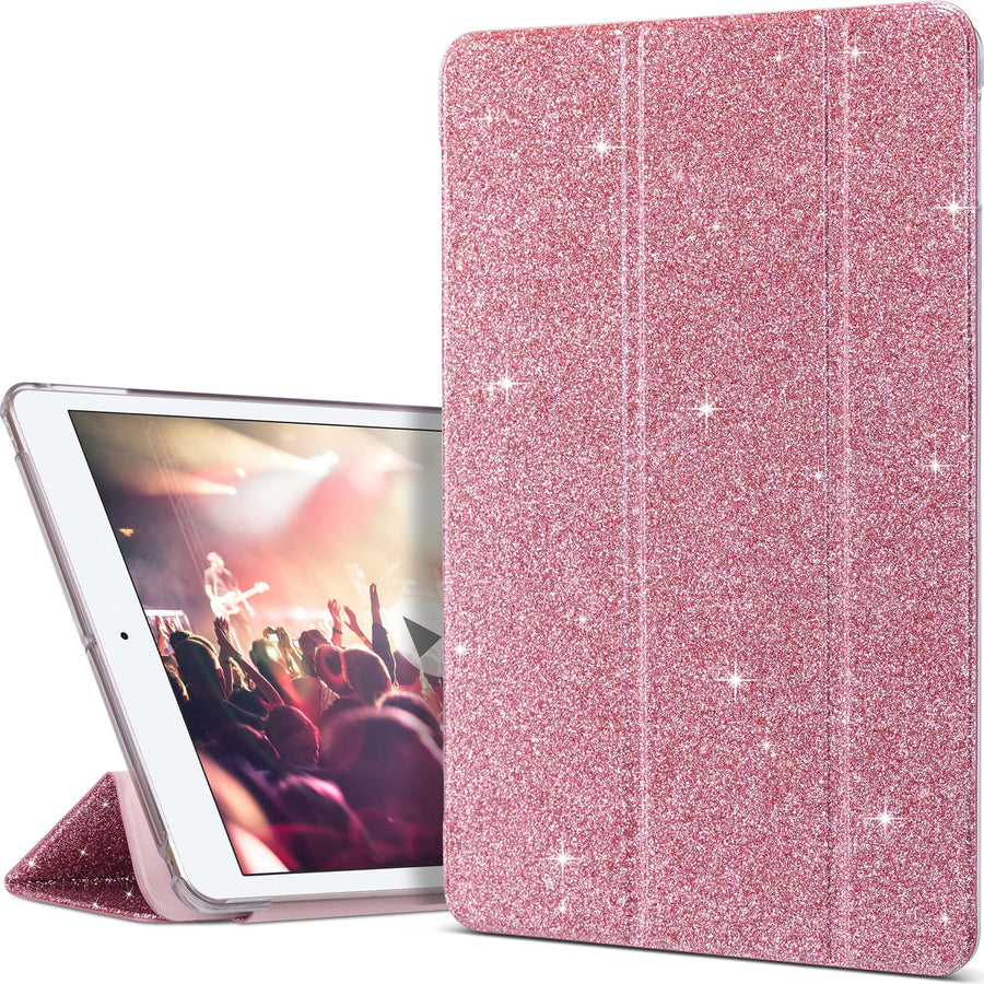 iPad 10.2 Case iPad 9th 8th 7th Generation, Slim Stand Smart Shell Shockproof Cover for Apple iPad 9 8 7 Gen 2021 2020 2019, Rose Gold Glitter