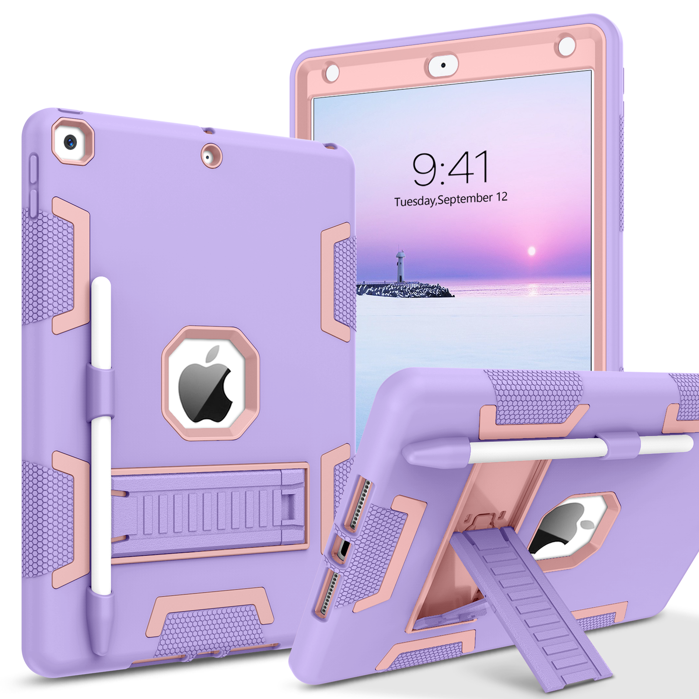 BENTOBEN iPad 9th Generation Case with pencil holder, iPad 8th/7th Gen Case, 3 in 1 Shockproof iPad 10.2'' Protective Cover Case with Stand Pencil Holder