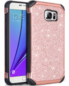 Galaxy Note 5 Case, Note 5 Case, BENTOBEN 2 in 1 Glitter Luxury Bling Hybrid Hard Cover Laminated with Sparkly Shiny Faux Leather Shockproof Bumper Protective Case for Samsung Galaxy Note 5, Rose Gold - BENTOBEN
