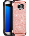 BENTOBEN 2 in 1 Luxury Glitter Bling Hybrid Hard Covers Shockproof Bumper Protective Case for Samsung Galaxy S7 Edge, Rose Gold - BENTOBEN