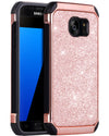 BENTOBEN Case for Galaxy S7, 2 in 1 Luxury Glitter Bling Hybrid Slim Hard Cover Laminated with Sparkly Shiny Faux Leather Shockproof Case  Rose Gold - BENTOBEN