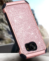BENTOBEN Case for Galaxy S7, 2 in 1 Luxury Glitter Bling Hybrid Slim Hard Cover Laminated with Sparkly Shiny Faux Leather Shockproof Case  Rose Gold - BENTOBEN