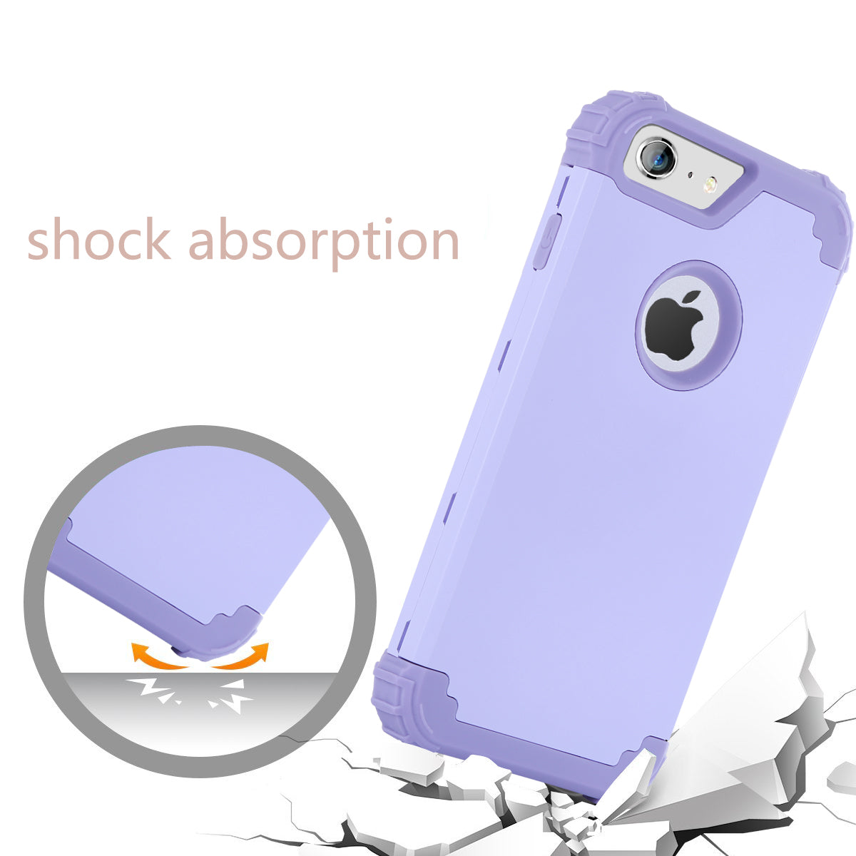 BENTOBEN 3 in 1 Shockproof Anti Slip Full-Body Protective Case for iPhone  6/6S-Purple